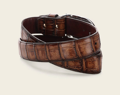 Cuadra Mens Alligator Leather Casual Belt Cinto - Honey BC366