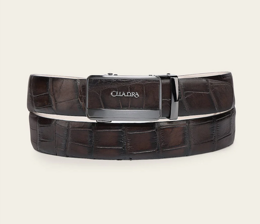 Cuadra Mens Alligator Leather Belt - Chocolate BC415
