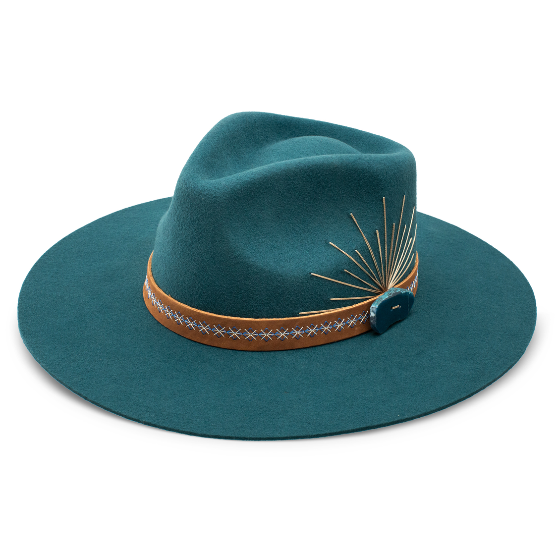 Bayou Belle Pinch Front Sunrise Wool Felt Hat - Teal