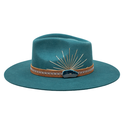 Bayou Belle Pinch Front Sunrise Wool Felt Hat - Teal