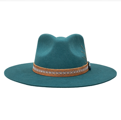 Bayou Belle Pinch Front Sunrise Wool Felt Hat - Teal