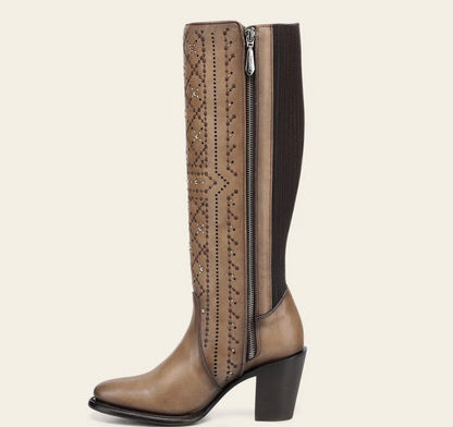Cuadra Womens Sahara Tall Boot w/ Crystals - Arena Almond CC258