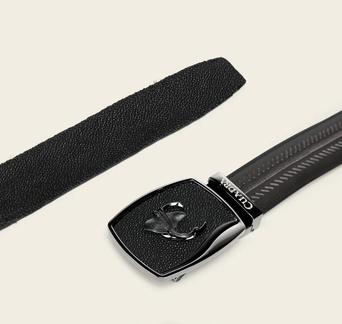 Cuadra Mens Mantaraya Pin Belt - Black BC475