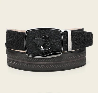 Cuadra Mens Mantaraya Pin Belt - Black BC475