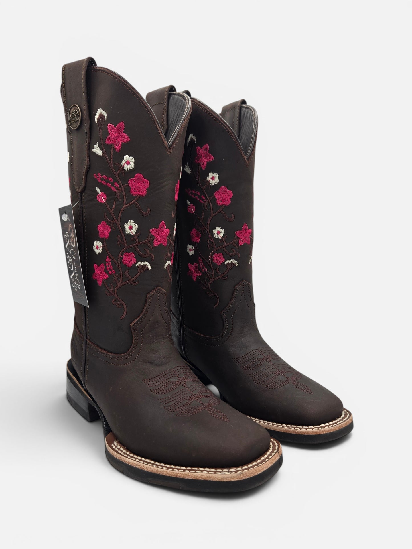 Selena Womens Flower Embroidered Boots - Brown