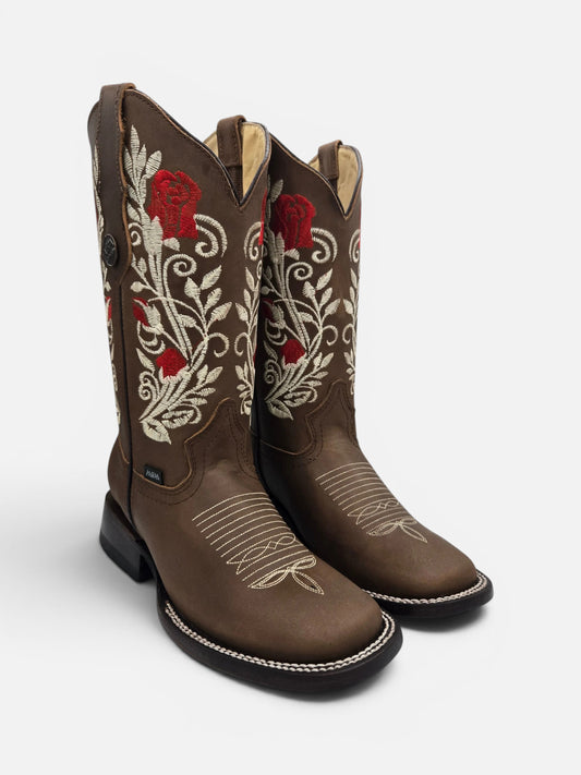 Sidney Womens Rose Embroidered Rodeo Boots