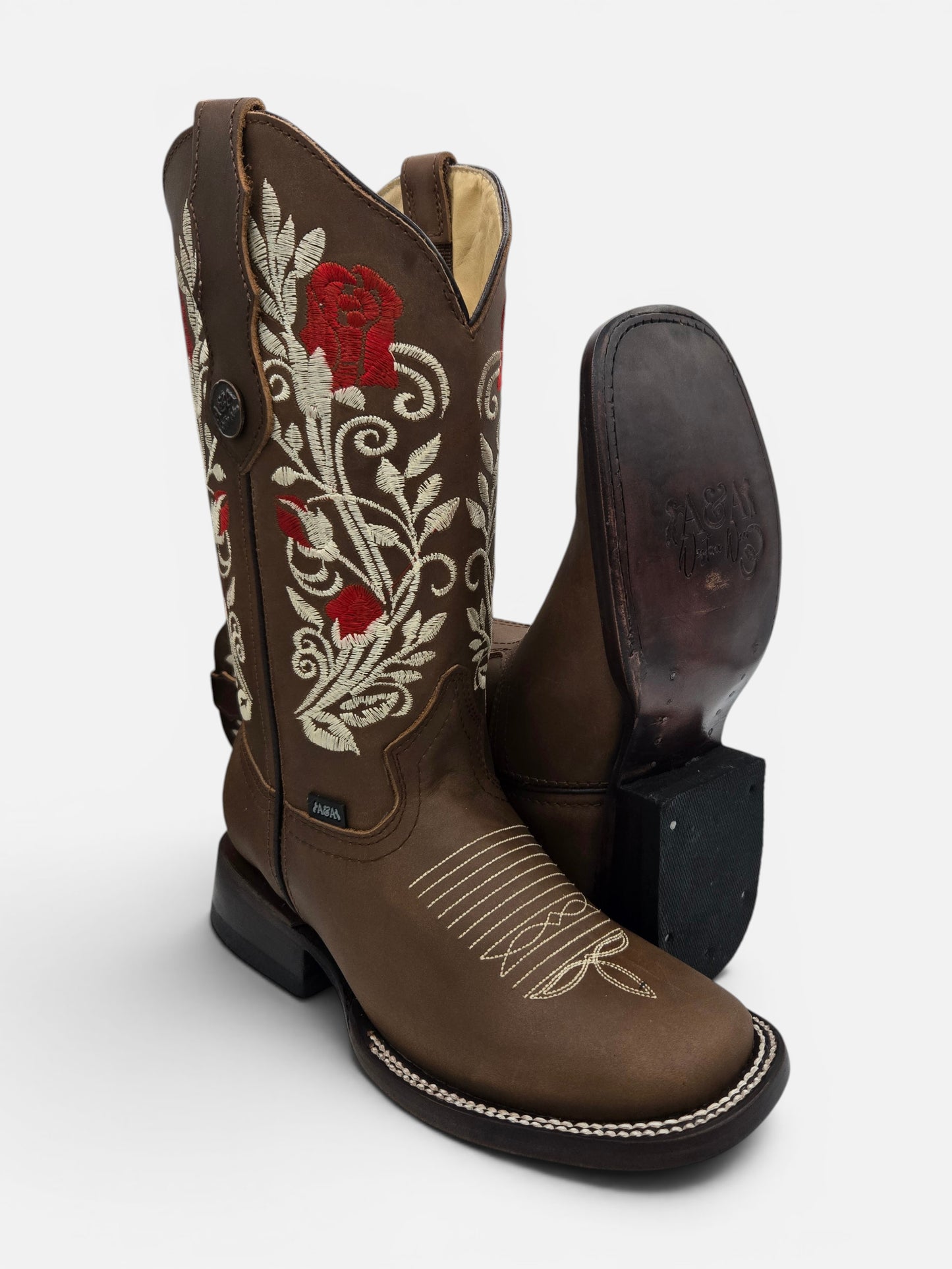 Sidney Womens Rose Embroidered Rodeo Boots