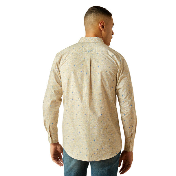 Ariat Mens Team Alder Fitted Shirt - Khaki/Blue