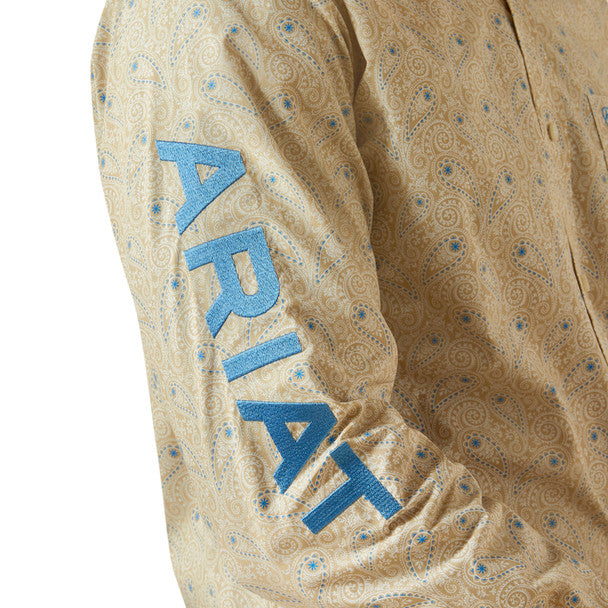 Ariat Mens Team Alder Fitted Shirt - Khaki/Blue