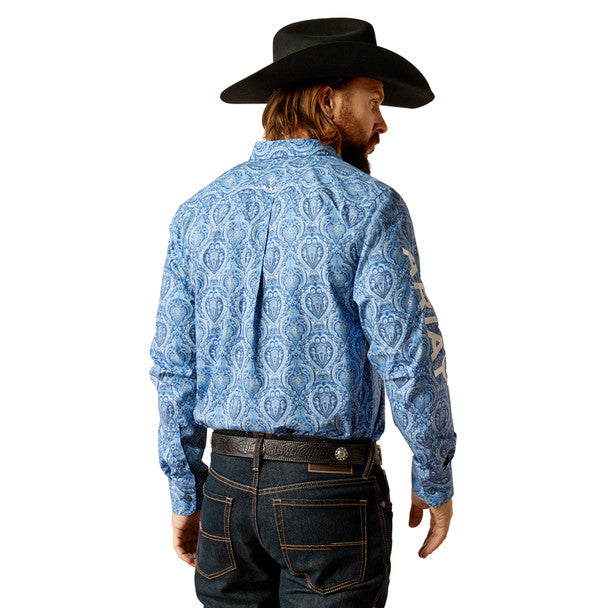 Ariat Mens Team Kellan Fitted Shirt - Blue/White