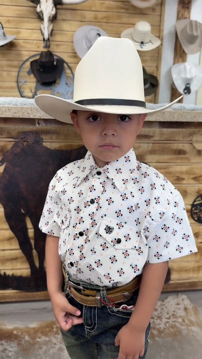The American West Kids Kids Half Sleeves Shirt (White)