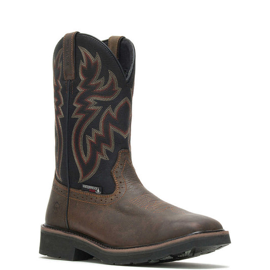 Wolverine Mens Rancher Waterproof Steel-Toe Wellington - Black/Brown
