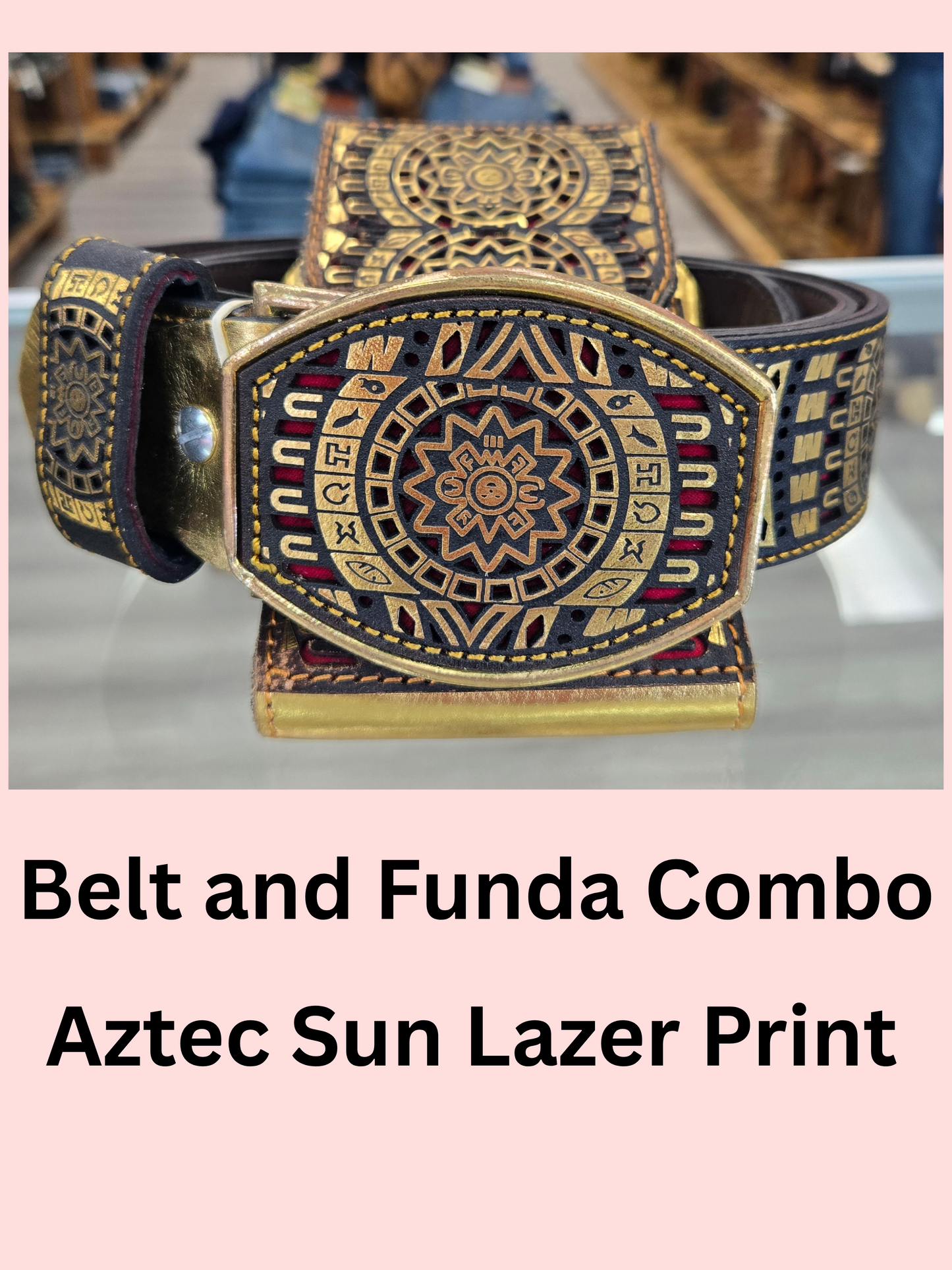 Frontera Lazered Aztec Sun Belt - Gold