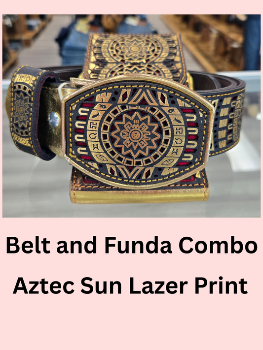 Frontera Lazered Aztec Sun Belt - Gold