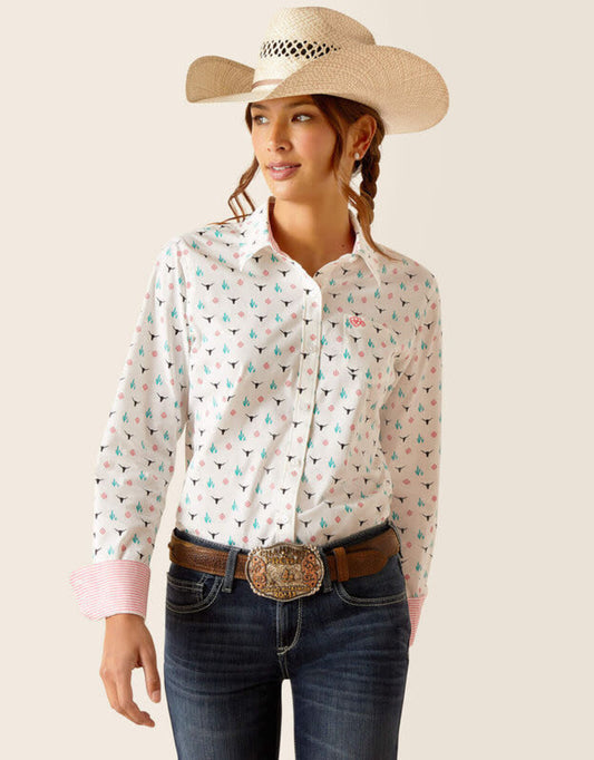Ariat Womens Kirby Stretch Shirt - Steer Garden