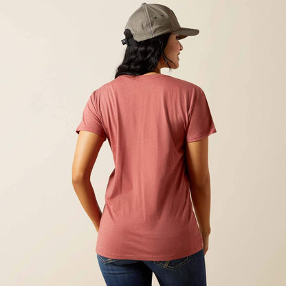 Ariat Womenx SW Logo Landscape T-Shirt - Red Clay Heather