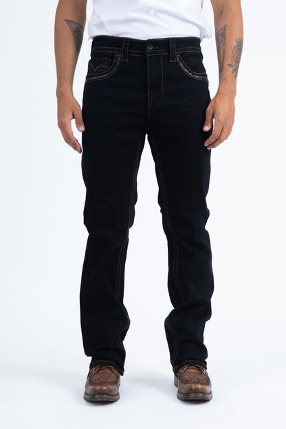 Platini Mens Holt Slim Boot Cut Jeans - Black