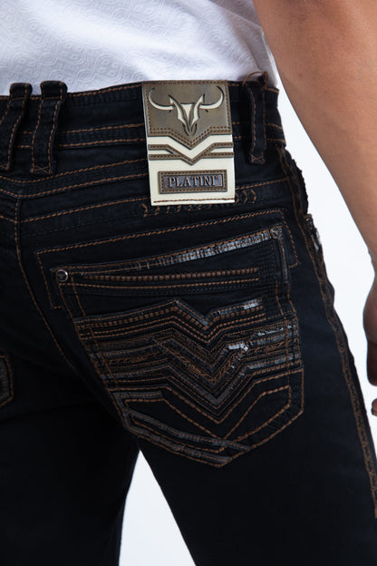 Platini Mens Holt Slim Boot Cut Jeans - Black