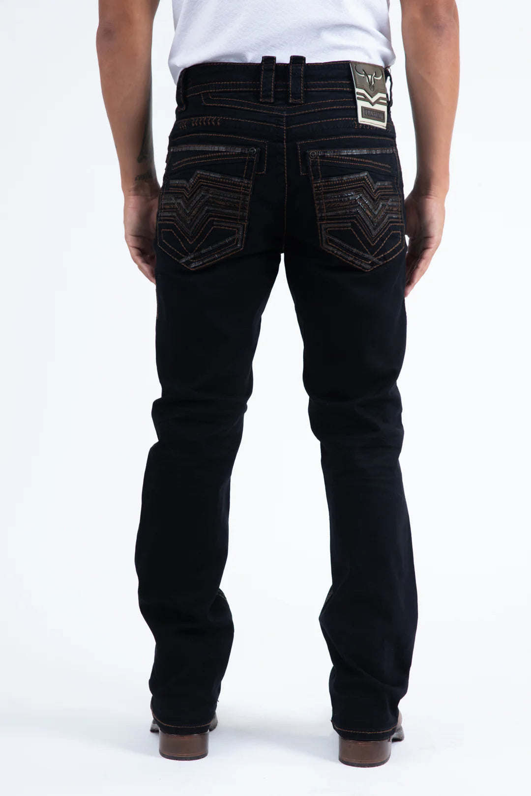 Platini Mens Holt Slim Boot Cut Jeans - Black