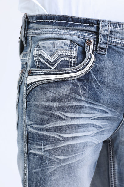 Platini Mens Holt Slim fit Boot Cut Jeans - Light Blue
