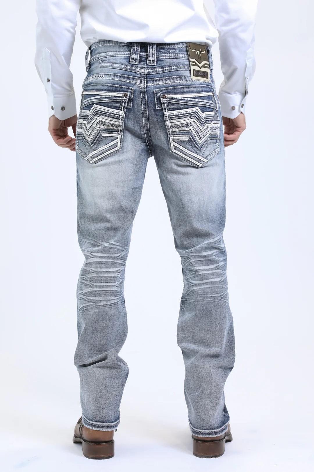 Platini Mens Holt Slim fit Boot Cut Jeans - Light Blue