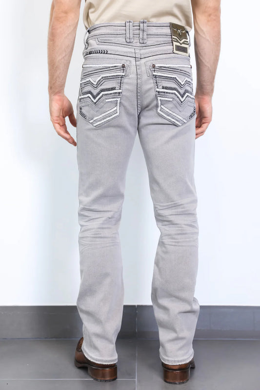 Platini Mens Holt Slim Boot Cut Jeans Grey