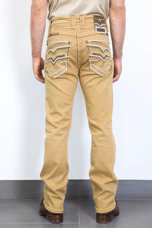 Platini Mens Holt Slim Boot Cut Jeans - Sand