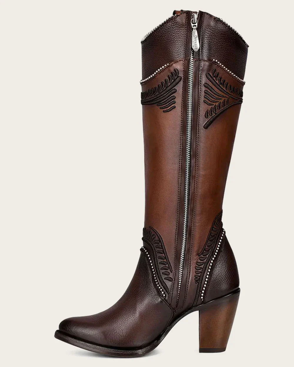 Cuadra Womens 'La Reina' Embroidered Tall Boot - Chocolate CU583
