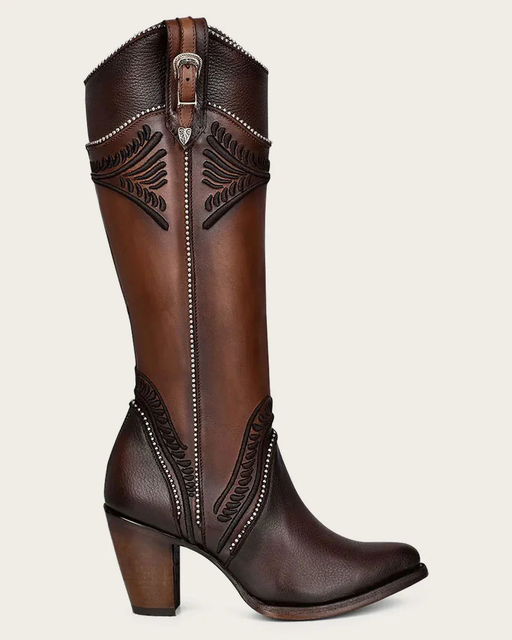 Cuadra Womens 'La Reina' Embroidered Tall Boot - Chocolate CU583