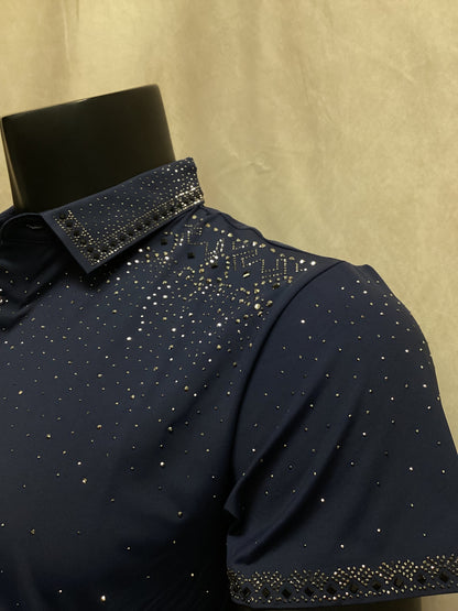 Mens valenzo  Rhinestone Polo Shirt - VPS08