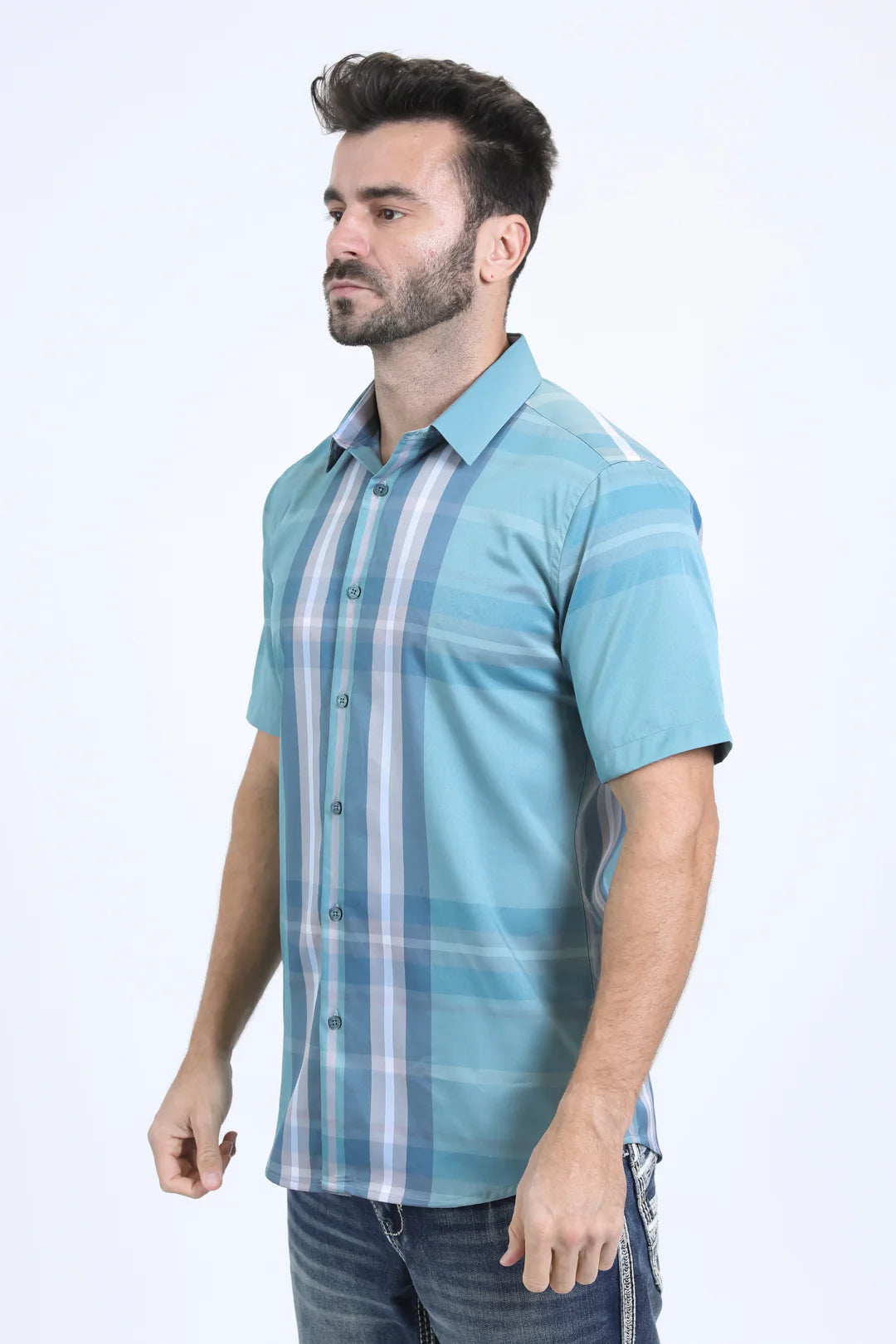 Platini Mens Checkered Modern Fit Shirt - Blue