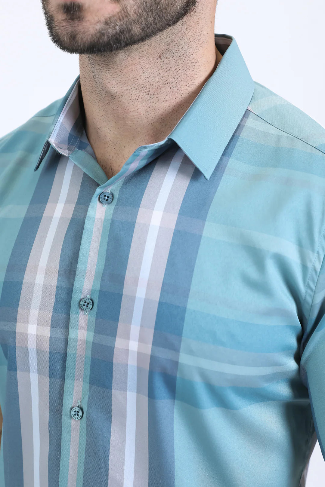 Platini Mens Checkered Modern Fit Shirt - Blue