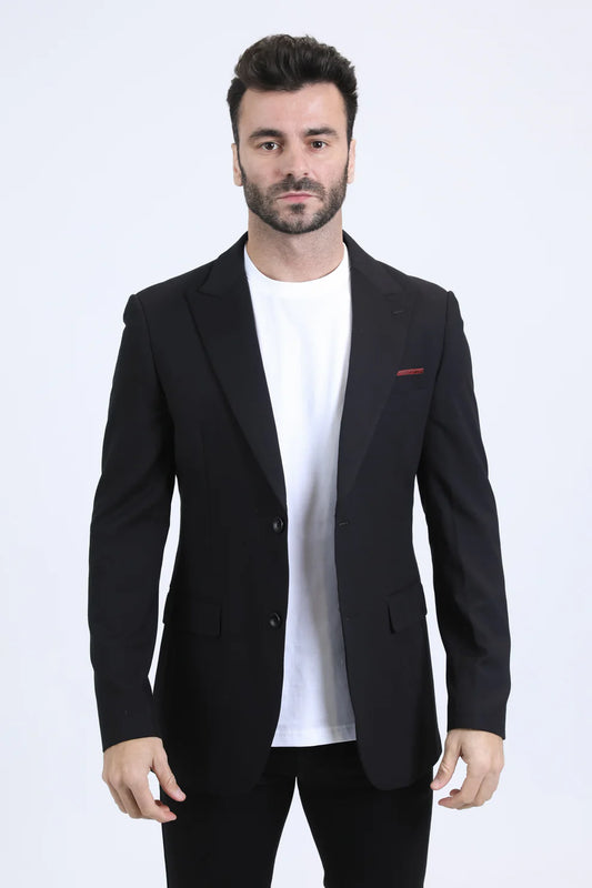 Platini Mens Modern Fit Blazer inner Red- Black