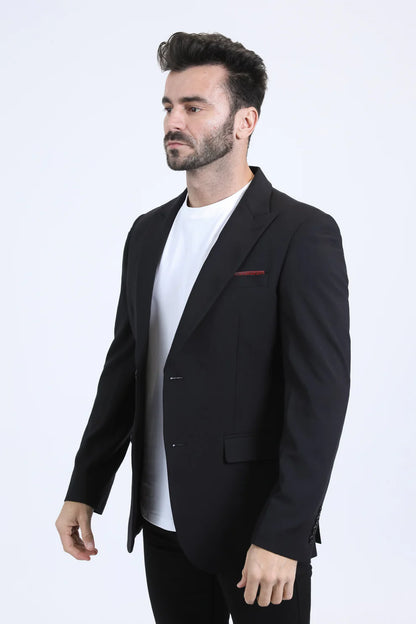 Platini Mens Modern Fit Blazer inner Red- Black