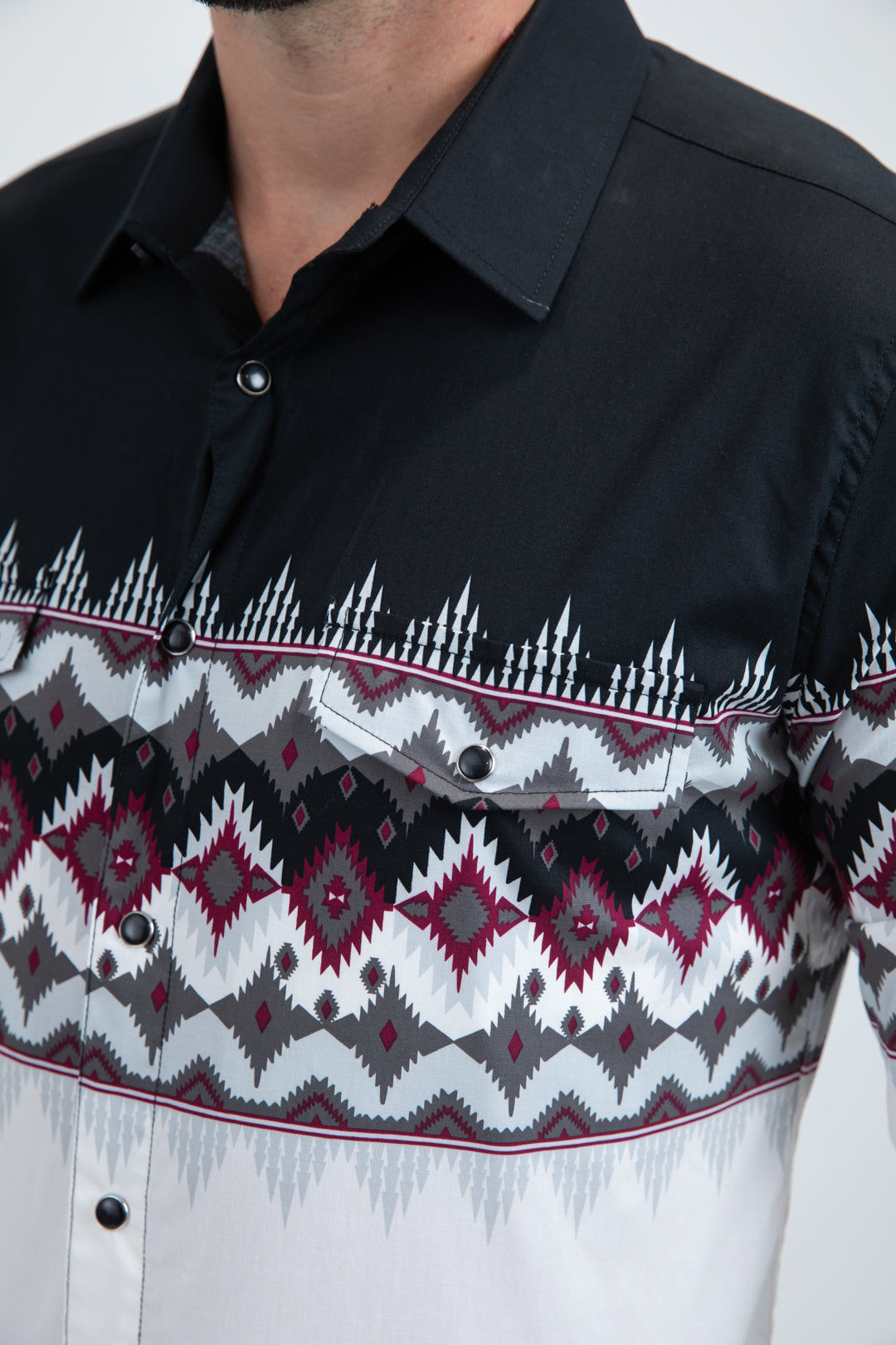 Platini Modern Fit Cotton Stretch Rodeo Panoramic Print White Shirt