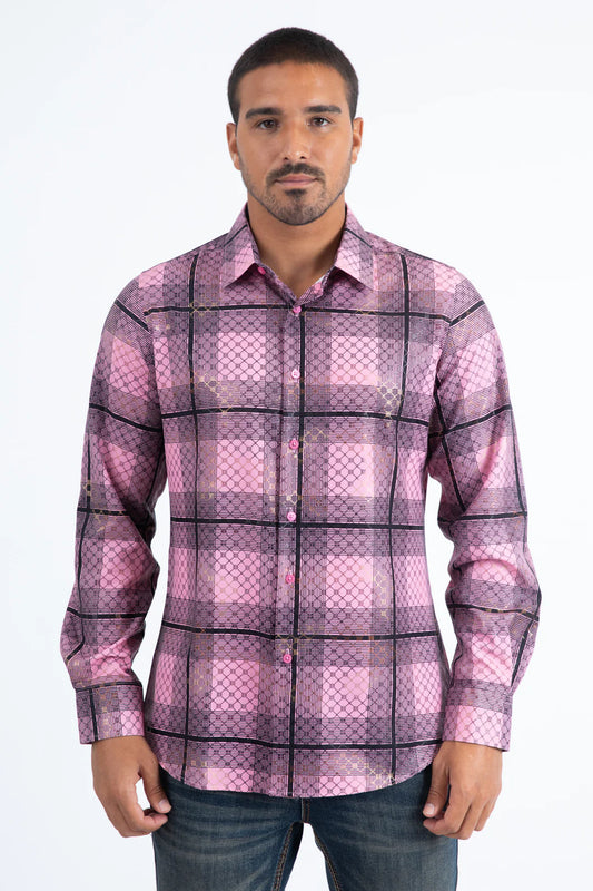 Platini Mens Modern Fit Shirt - Pink