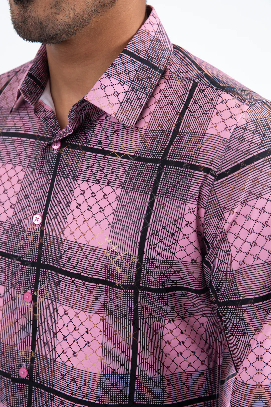 Platini Mens Modern Fit Shirt - Pink