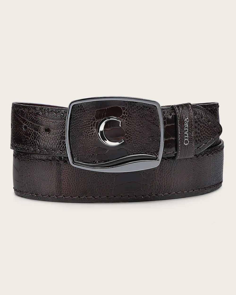 Cuadra Mens Ostrich Avestruz Leg Cinto Belt - Brown BC439