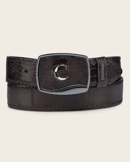 Cuadra Mens Ostrich Avestruz Leg Cinto Belt - Brown BC439