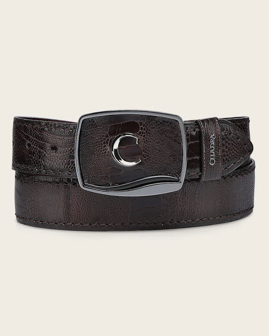 Cuadra Mens Ostrich Avestruz Leg Cinto Belt - Brown BC439