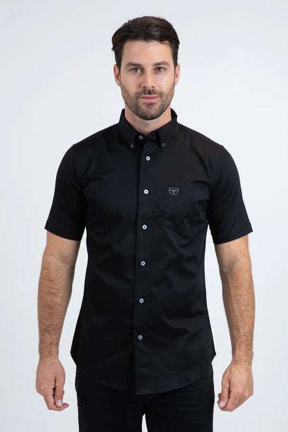 Platini Mens Single Pocket Logo Short Sleeve Dress Shirt