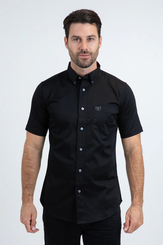 Platini Mens Single Pocket Logo Short Sleeve Dress Shirt