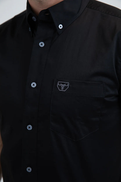 Platini Mens Single Pocket Logo Short Sleeve Dress Shirt