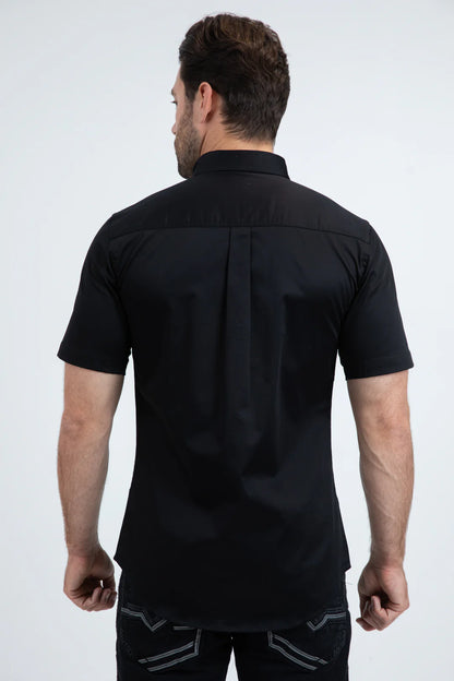 Platini Mens Single Pocket Logo Short Sleeve Dress Shirt