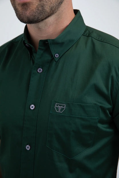 Platini Mens Single Pocket Logo Short Sleeve Dress Shirt