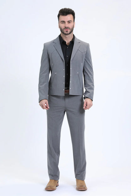 Platini Mens Western Sport Suit - Grey