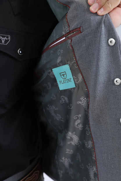 Platini Mens Western Sport Suit - Grey