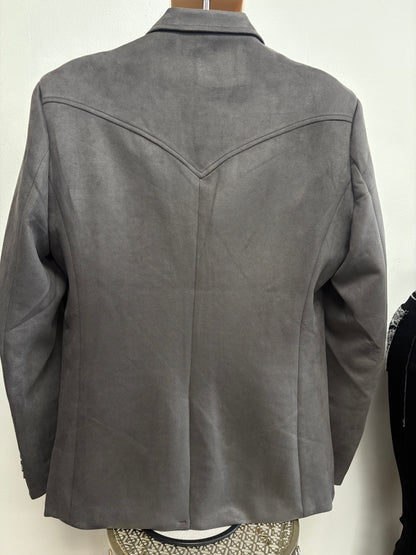 Lamasini Mens FauxSuede Coat - Charcoal