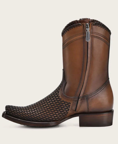 Cuadra Mens Urban Laser & Woven Low Shaft Boot - Denver Brown CU817