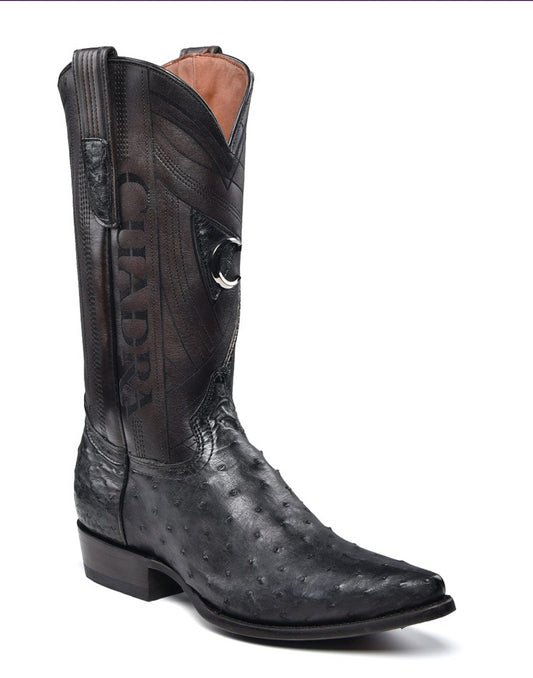 Cuadra Mens Ostrich Snip Toe Boot - Black